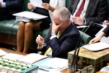Malcolm Turnbull takes off his glasses and touches his forehead in Parliament