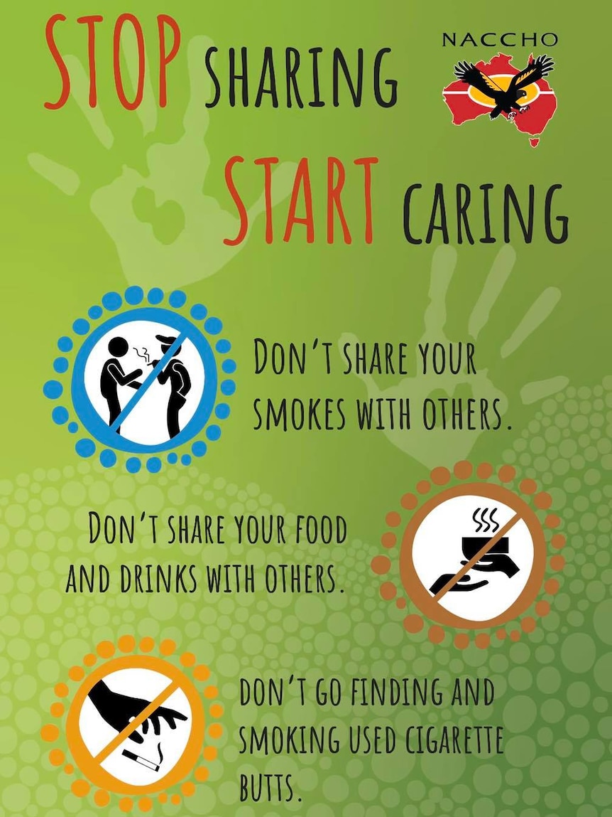 A poster by NAACHO which reads 'stop sharing start caring'.