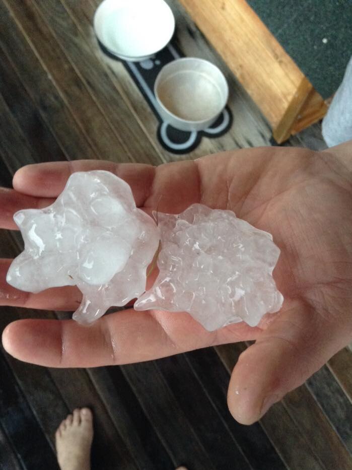 Large hail stones fell at in Lismore, NSW.
