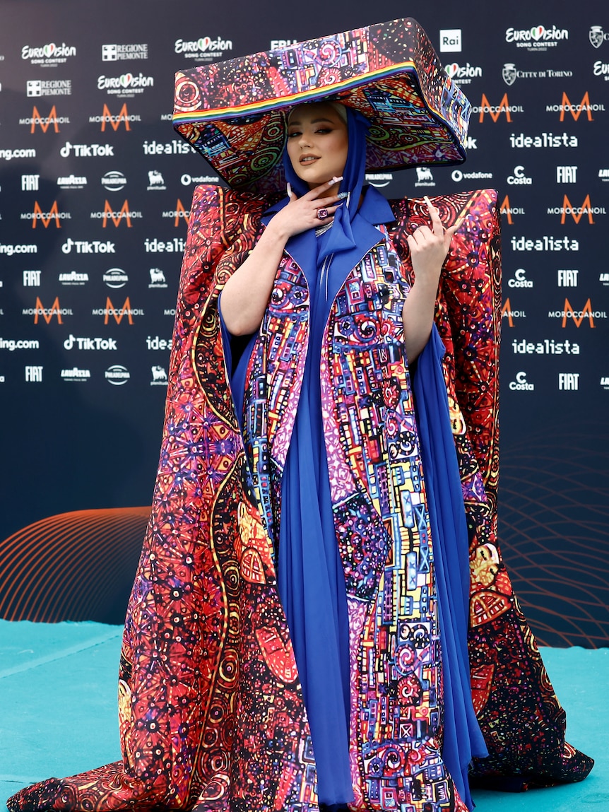 Ronela Hajati poses at the Eurovision opening ceremony