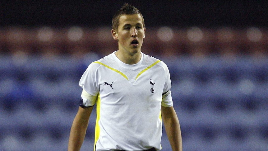 Harry Kane playing for Tottenham's youth side