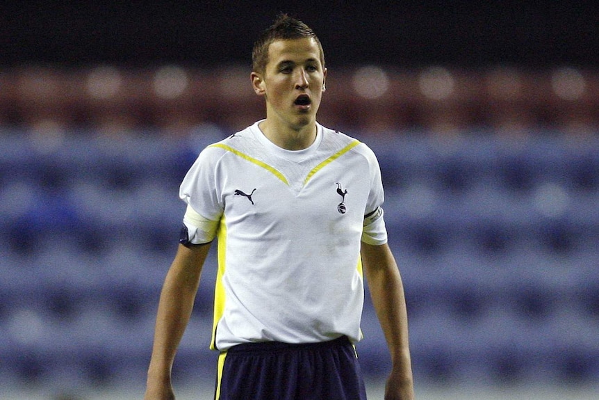 Harry Kane playing for Tottenham's youth side