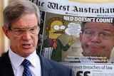 A montage of a headshot of Mike Nahan and the front page of the West Australian newspaper.