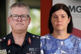 A composite image of NT Police Commissioner Jamie Chalker and NT Chief Minister Natasha Fyles, side by side.