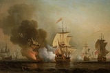 Samuel Scott painting Action off Cartagena
