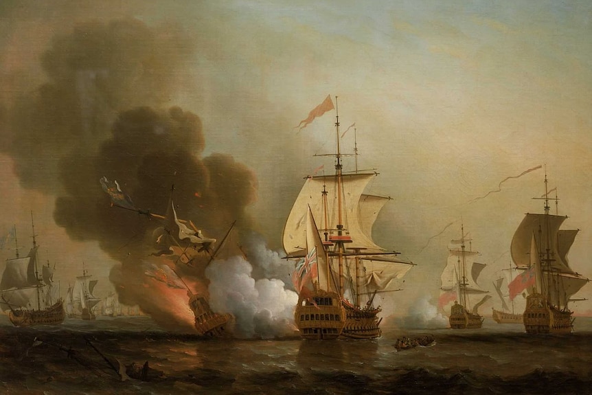 Samuel Scott painting Action off Cartagena