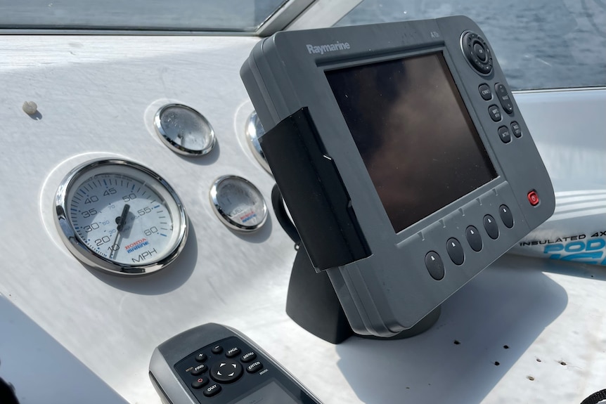 Dials and a computer on a boat.