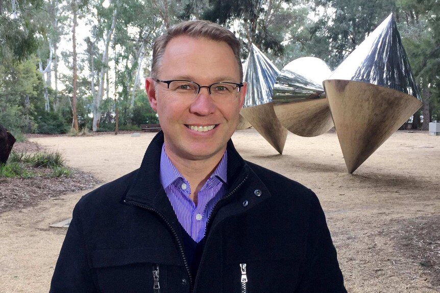 Craig Allen in the Sculpture Garden at the National Gallery of Australia.