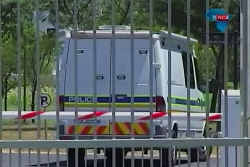 Police van outside Stellenbosch murder scene
