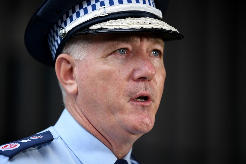 Police Commissioner Mick Fuller speaks at a press conference