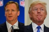 A composite photo of NFL commissioner Roger Goodell and US President Donald Trump.