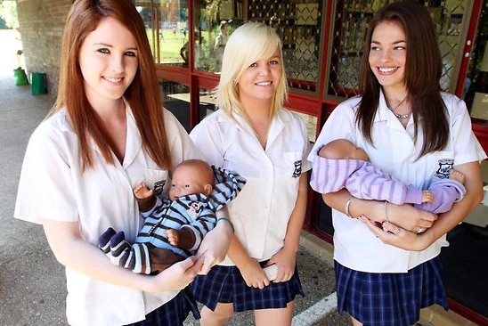 Schoolgirls with electronic babies (not the girls from the study)