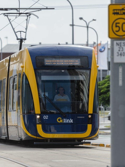 Gold Coast light rail approaching tram