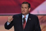 Ted Cruz speaks on stage at the Republican Convention.