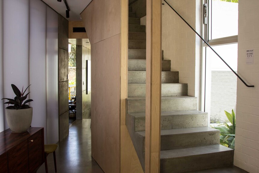 Concrete and wood in the Silver Street house