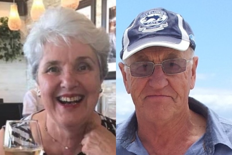 A composite image of a smiling Carol Clay and Russell Hill