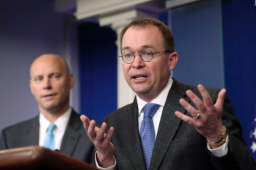 Director of the Office of Management and Budget Mick Mulvaney speaks to the media at a White House press briefing