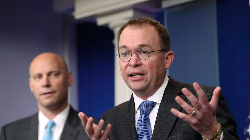 Director of the Office of Management and Budget Mick Mulvaney speaks to the media at a White House press briefing