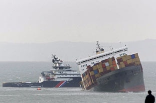 The MSC Napoli is stranded off the southern English coast.