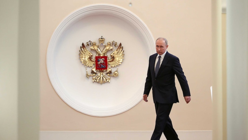 Vladimir is seen walking at the Kremlin.
