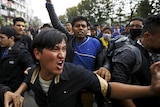 Earthquake victims protest against the government in Nepal