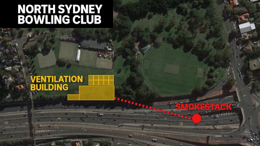 The designs show plans for the location of a smokestack near North Sydney Bowling Club.