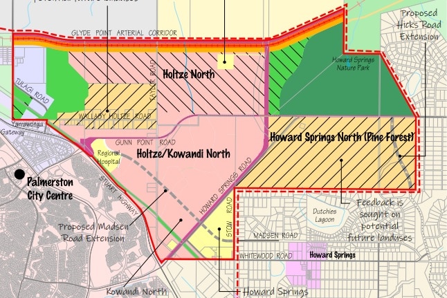 A local map showing different coloured areas.