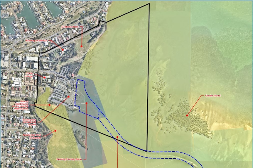 A map of Toondah Harbour proposal