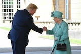 Britain's Queen Elizabeth II greets President Donald Trump