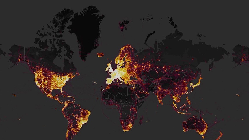 The Strava heatmap of fitness activity around the world