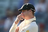 Australian captain Steve Smith on day two of the first Test against Sth Africa at the WACA.