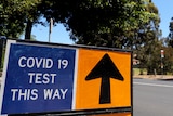 A sign for COVID testing