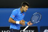 Five-set victor ... Novak Djokovic reacts to a point in his semi-final against Stan Wawrinka