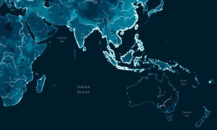 Image of map showing sources of most river garbage entering the Indian Ocean