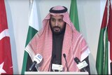 Saudi Arabian Defence Minister Mohammed bin Salman making the announcement at a rare press conference.