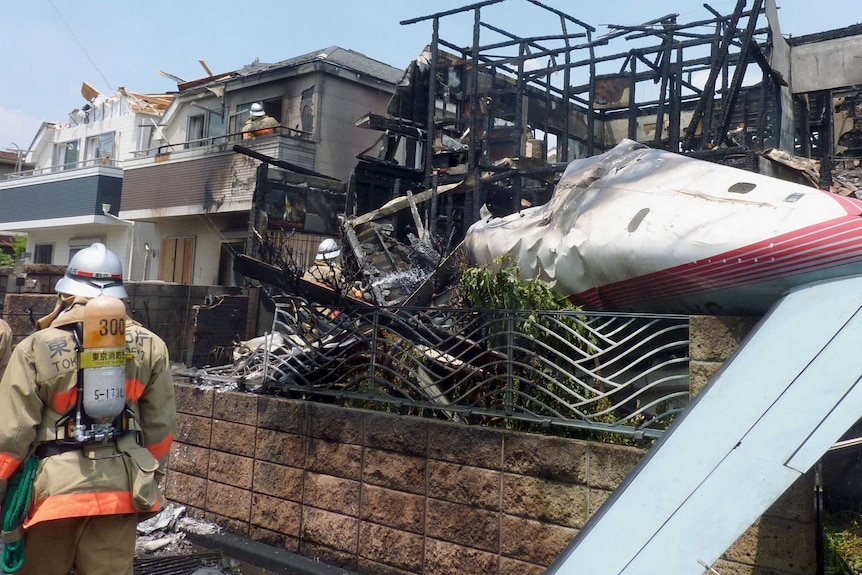 The tail section of a crashed light plane