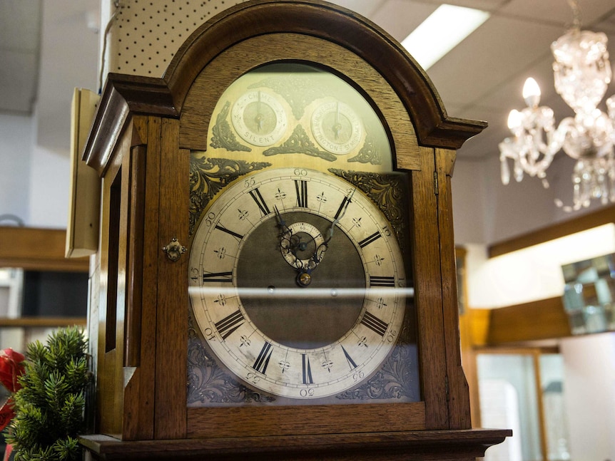 An old clock in a jewellery store
