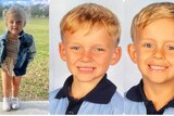 A composite image of three young children.