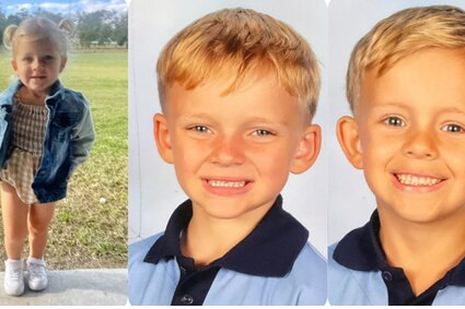 A composite image of three young children.
