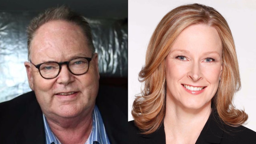 A composite of the late Mark Colvin (L) and Leigh Sales (R).