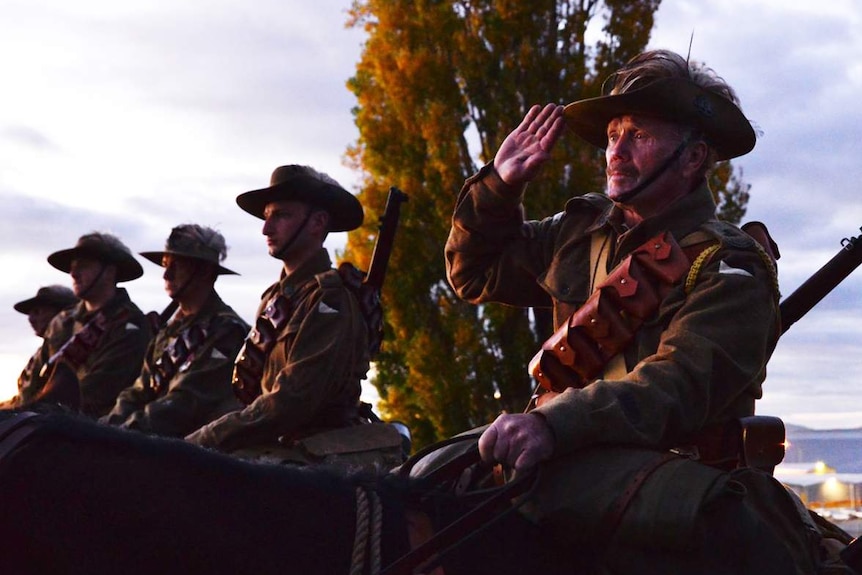 Members of the Tasmanian Light Horse at Hobart Dawn Service, Anzac Day 2018.