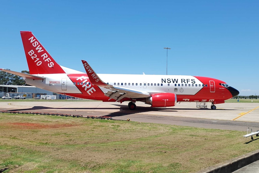 A large plane used by the New South Wales Rural Fire Service to fight bushfires.