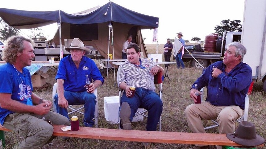 Some drovers take a break after a long day droving.