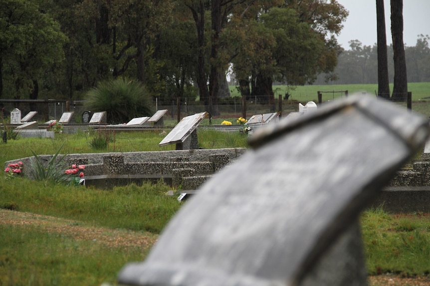 A tombstone in a regional cemetery