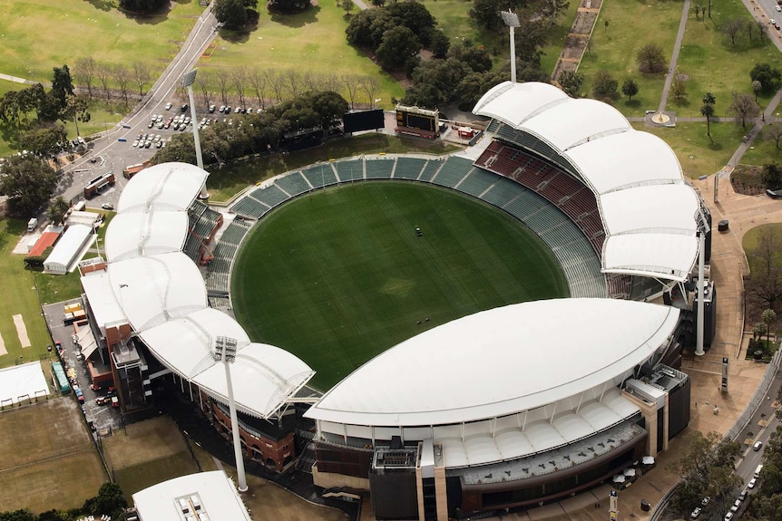 A photo of Adelaide Oval taken from above.