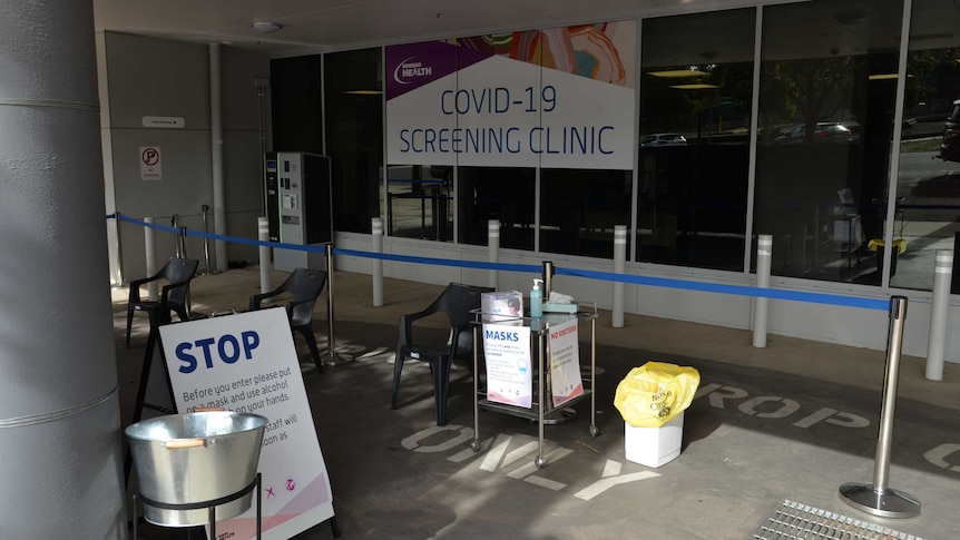 Entrance to a Coronavirus screening clinic in Bendigo, Victoria.