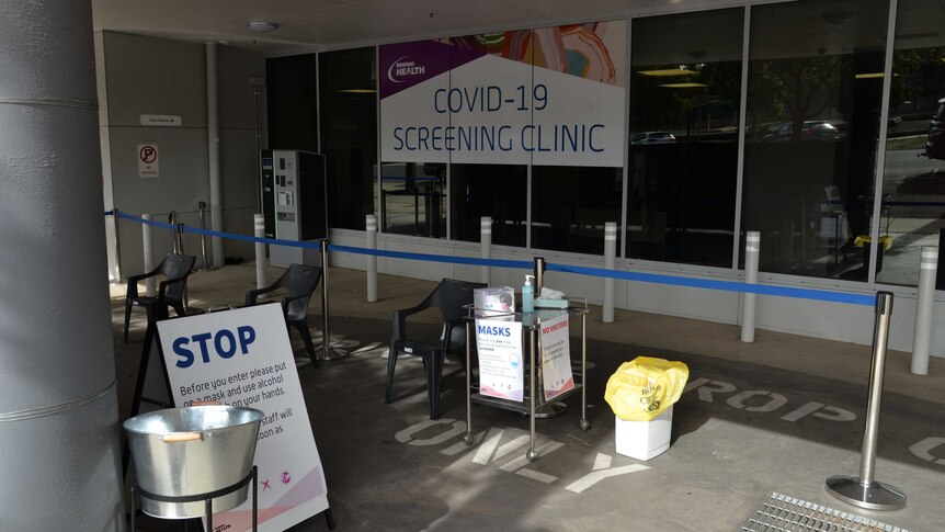 Entrance to a Coronavirus screening clinic in Bendigo, Victoria.