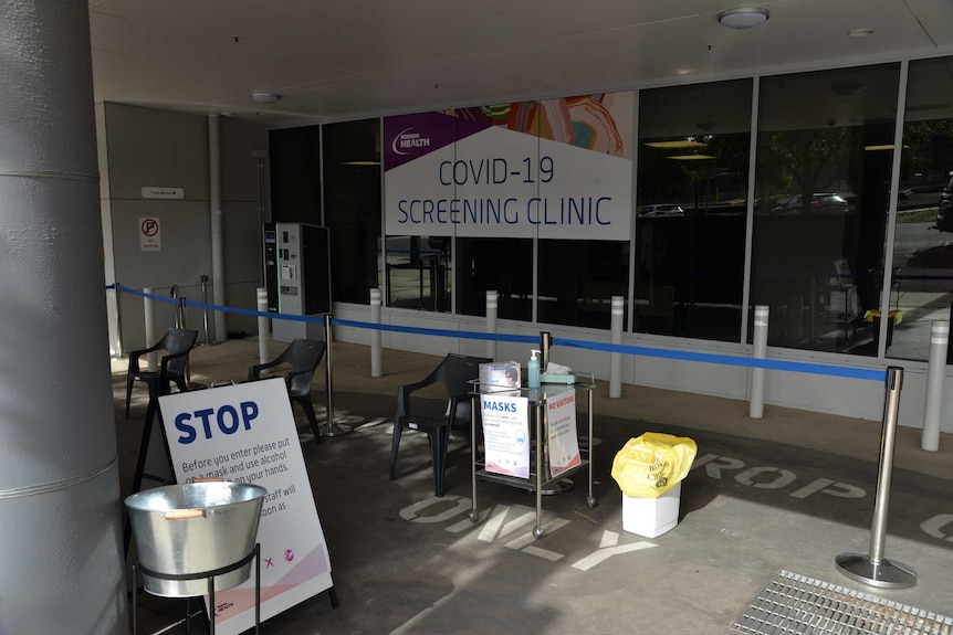 Entrance to a Coronavirus screening clinic in Bendigo, Victoria.