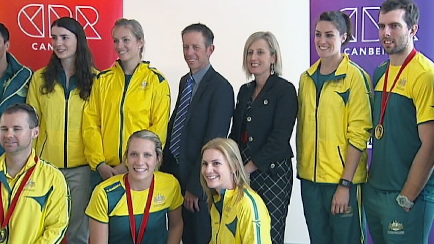 Greens MLA Shane Rattenbury and Chief Minister Katy Gallagher met with almost 30 local competitors.