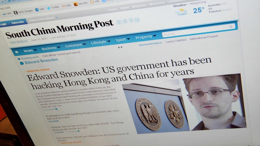 Edward Snowden on South China Morning Post website.